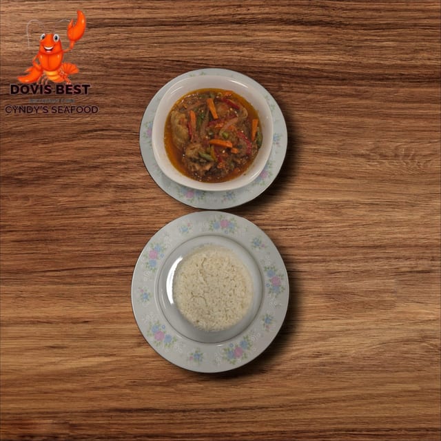 Fish Stew with White Rice or Fried Plantain or Boiled Plantain.